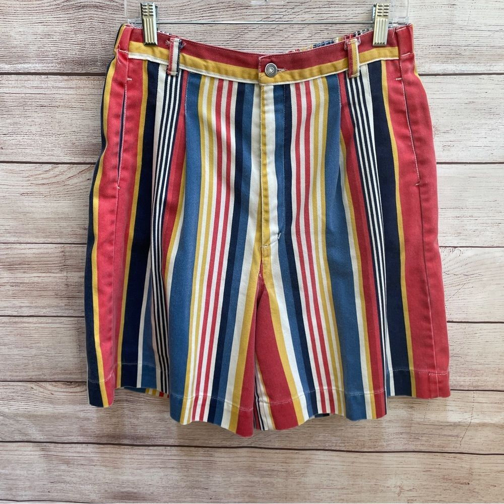 VINTAGE PROPS STRIPED DENIM‎ BERMUDA SHORTS